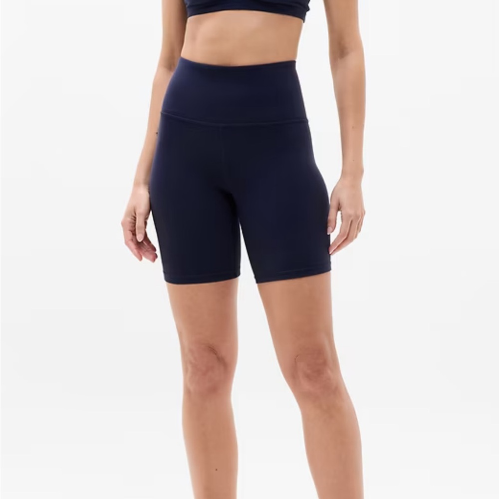 Athleta High Rise Elation 7” Biker Shorts Women’s Size 2X Navy Blue Active